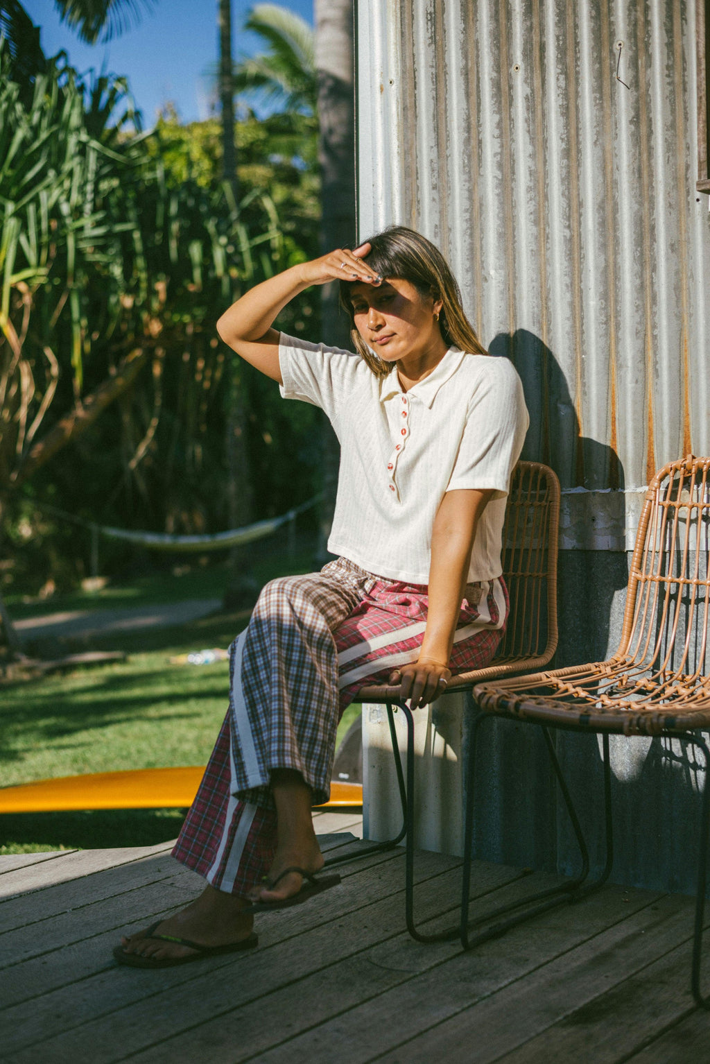 Flannel Flare Pant in Strawberry Milk