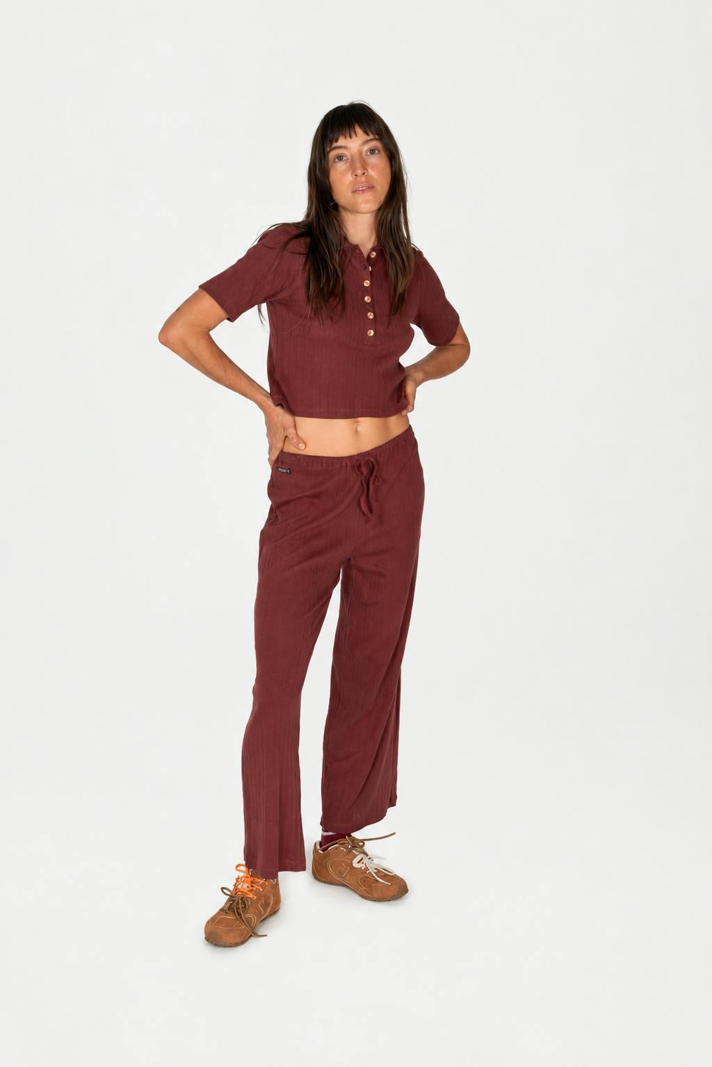 Beach Pj Pointelle Pants in Burgundy