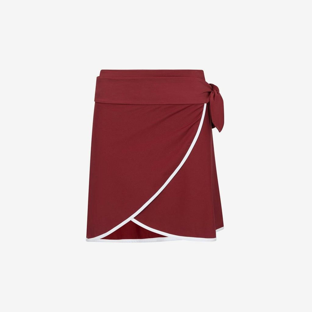 Wrap Skirt ― Deep Red / White