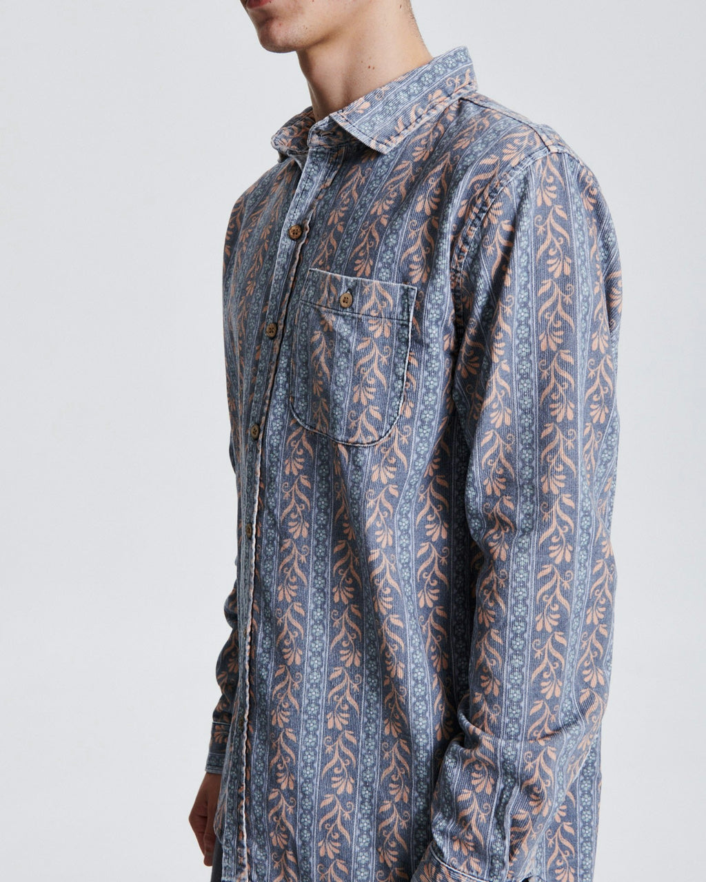 Gravity Printed Corduroy Shirt - Blue
