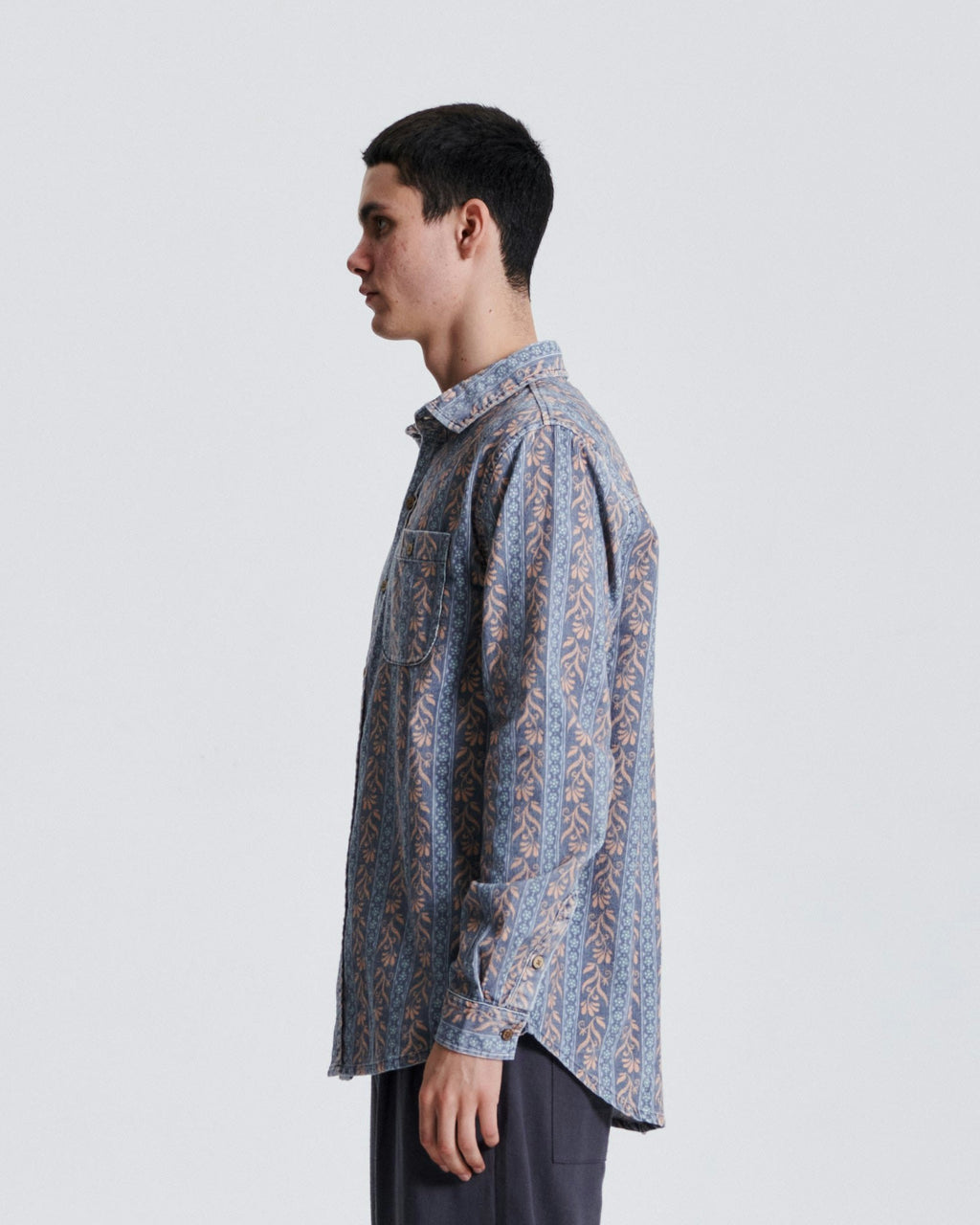 Gravity Printed Corduroy Shirt - Blue