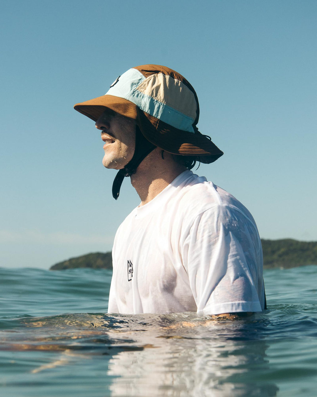 Blue + Brown Wide Brim Surf Hat