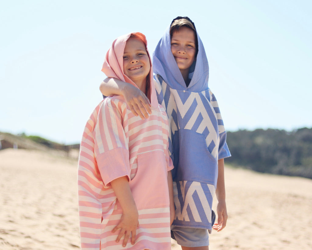 Zig Zag Blue Kids Poncho