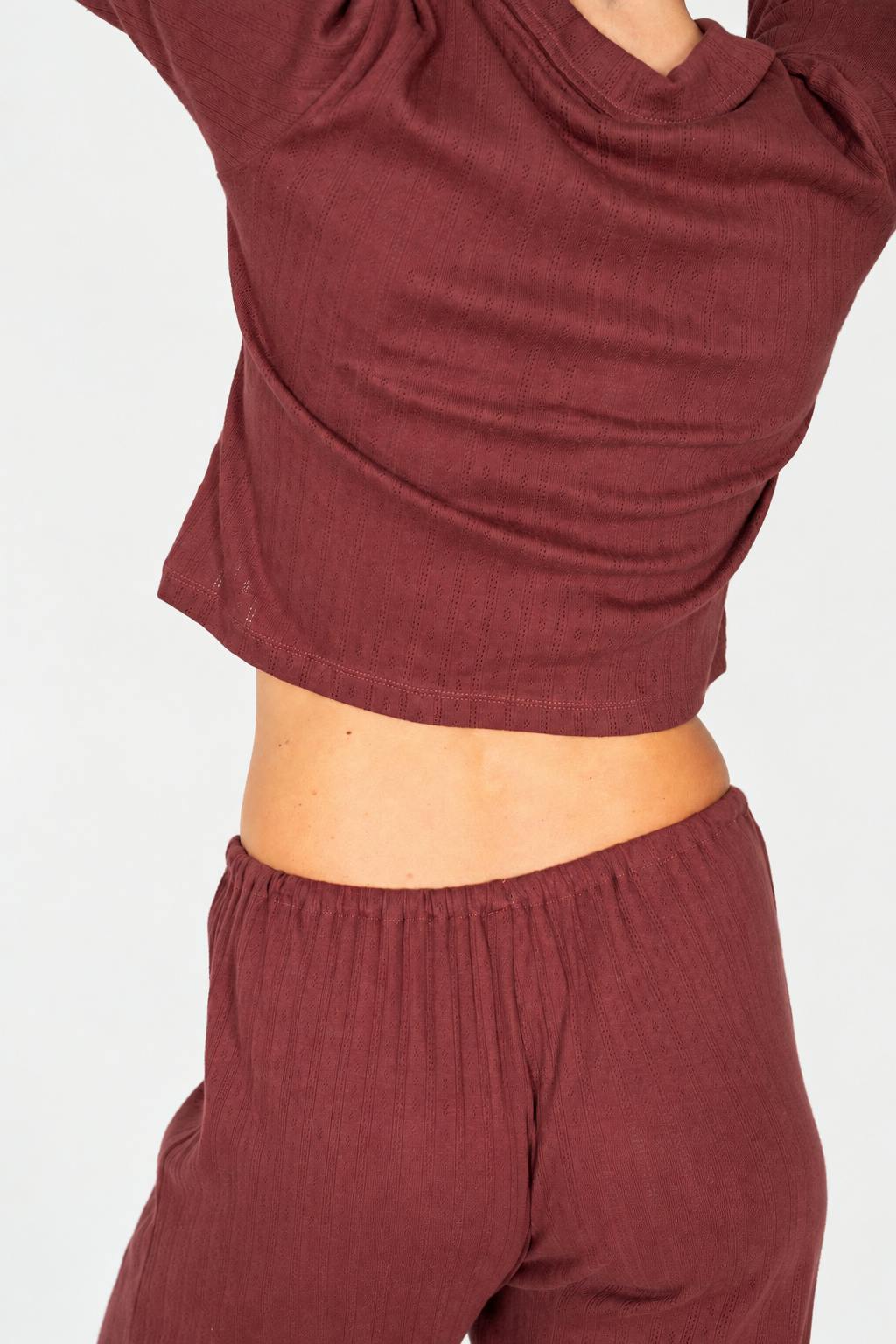 Beach Pj Collar Tee in Burgundy