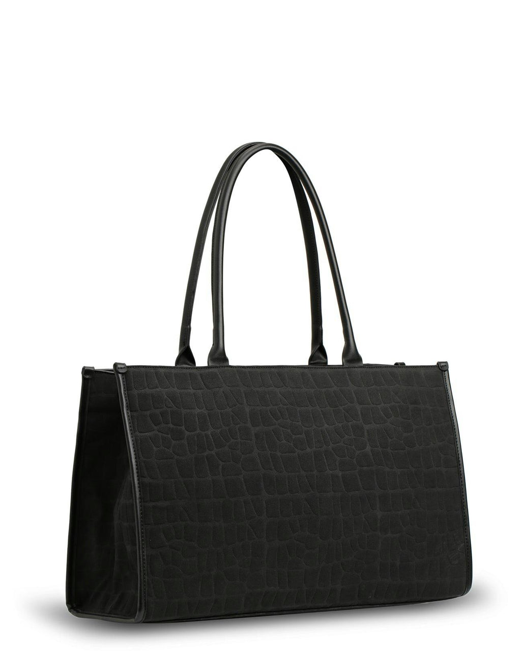 Prene | The Era Bag (BLACK SUEDE) Croc Embossed Tote Bag