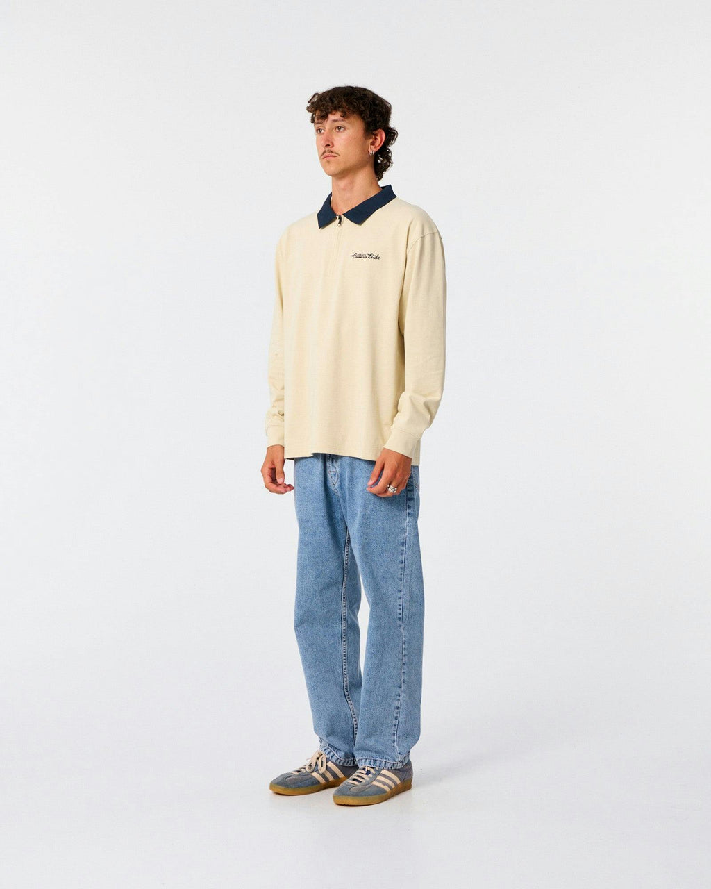 Sun Cured 1/4 Zip Rugby - Ecru