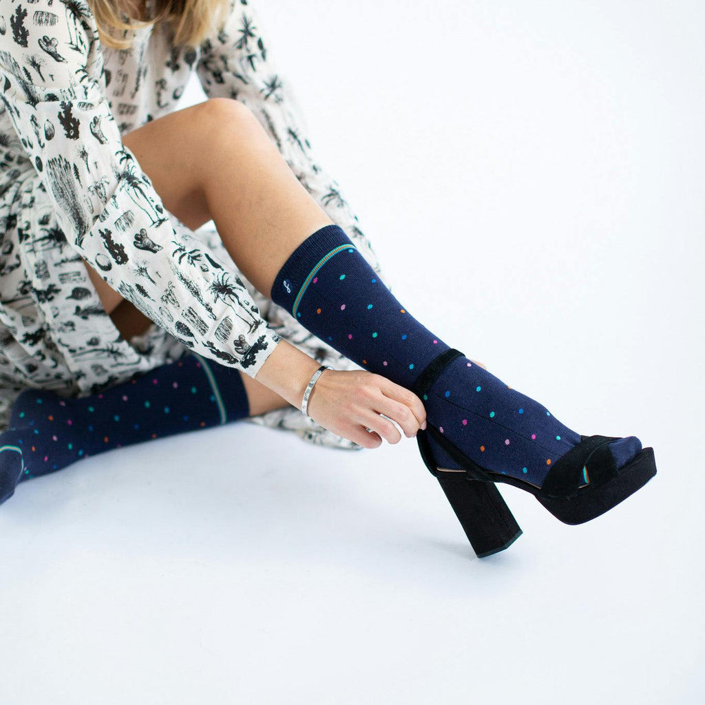 Navy Cosmic Polka Dots