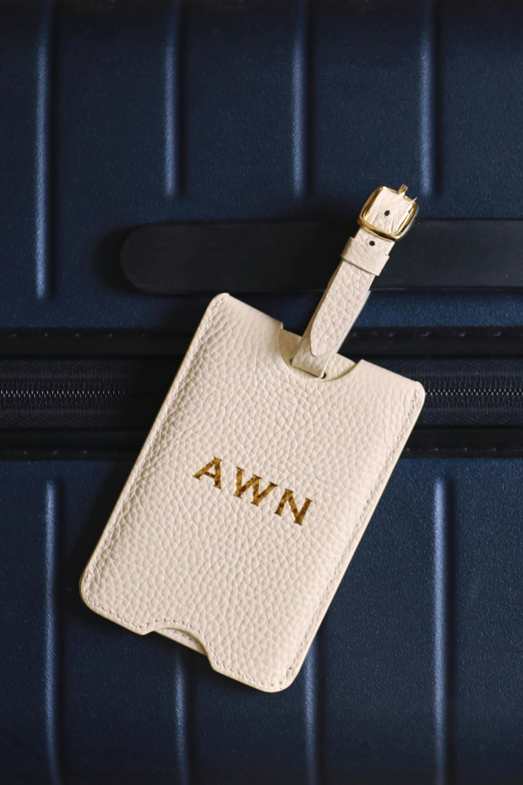 Leather Luggage Tag | White Gold