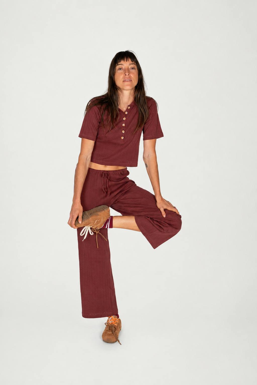 Beach Pj Pointelle Pants in Burgundy