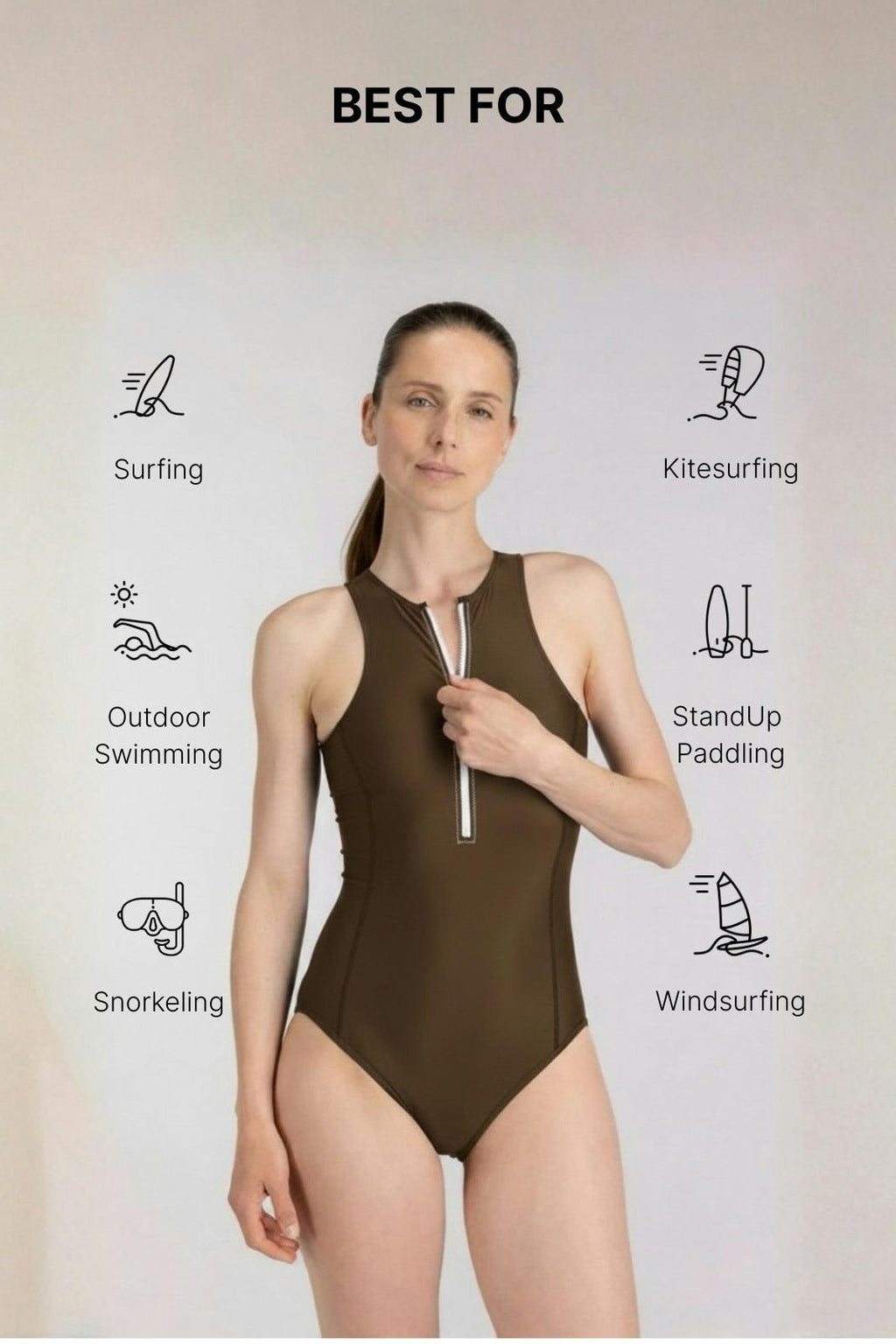 Yemaya One Piece Sleeveless Swimsuit ― Coffee