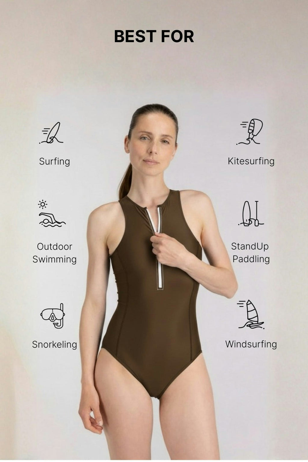 Yemaya One Piece Sleeveless Swimsuit ― Coffee