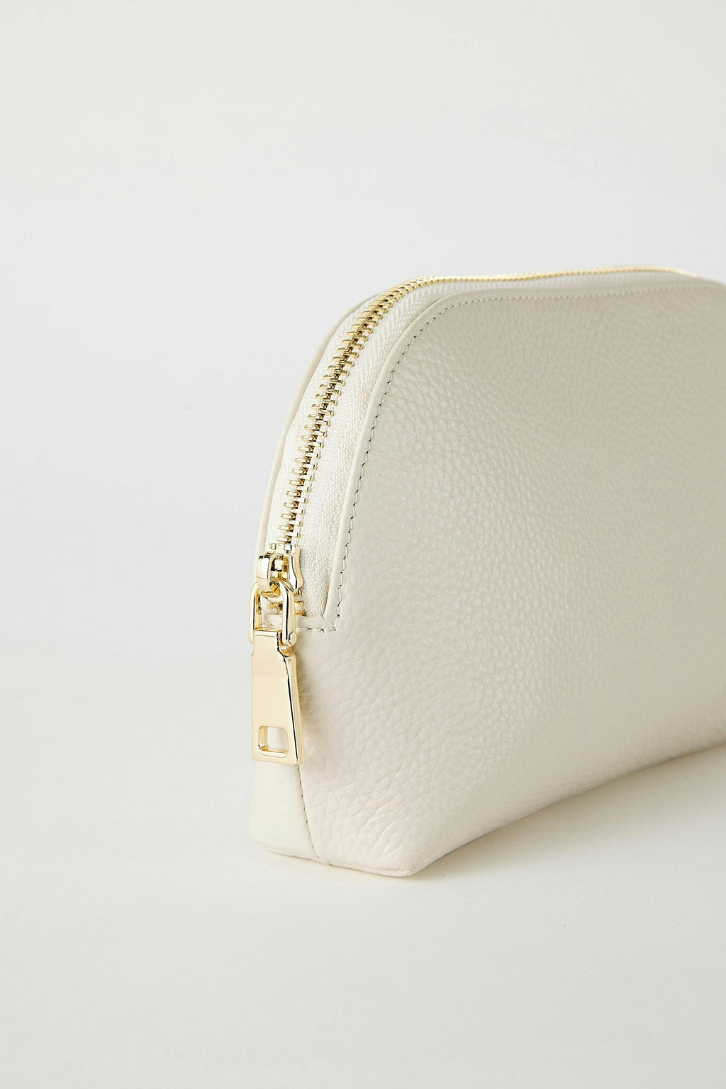 Leather Make Up Bag | Cream Gold