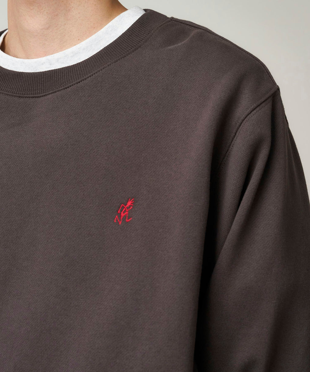 Gramicci One Point Crew Sweatshirt in Deep Brown