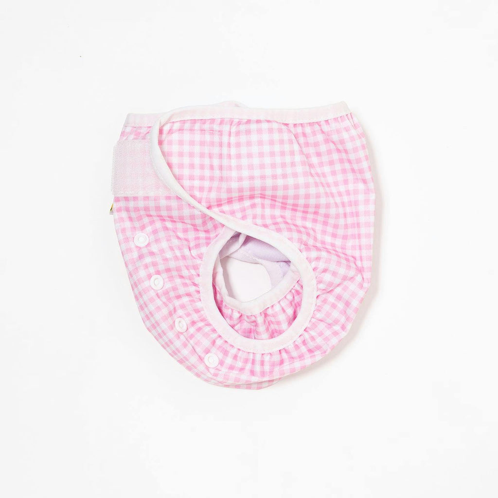 Adjustable Reusable Swim Nappy and Wet Bag - Pink Gingham Check