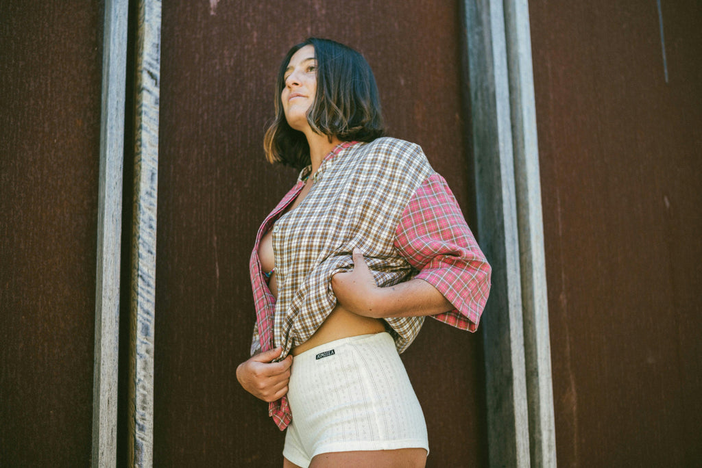 Beach PJ Short in Cream Pointelle