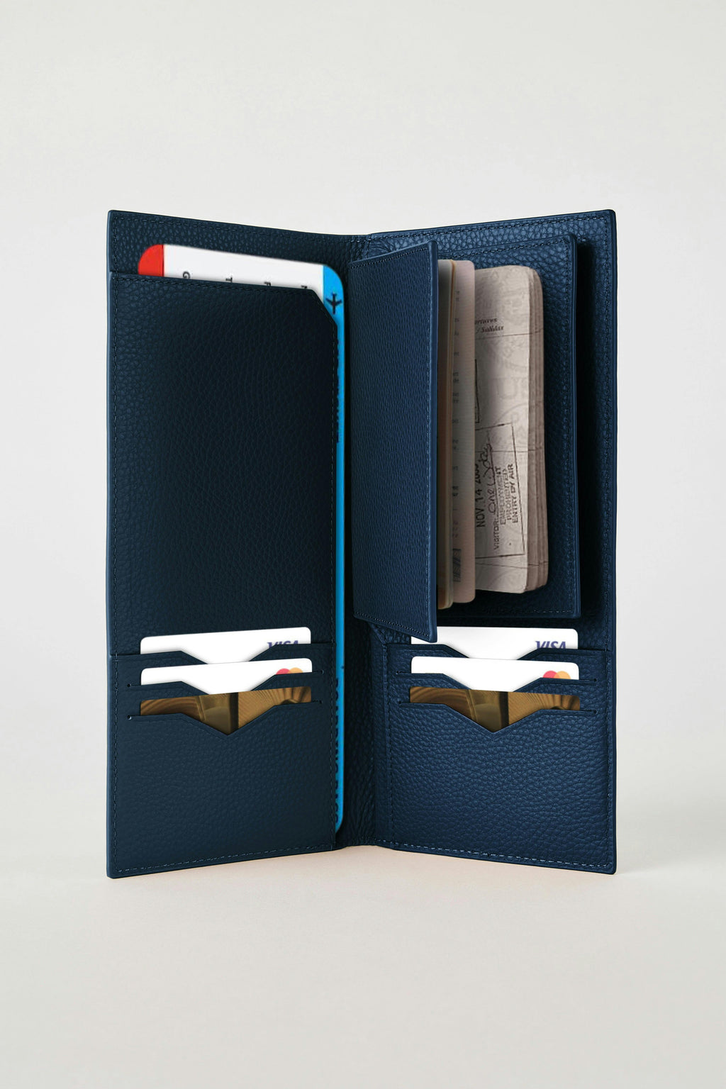 Leather Travel Wallet | Navy