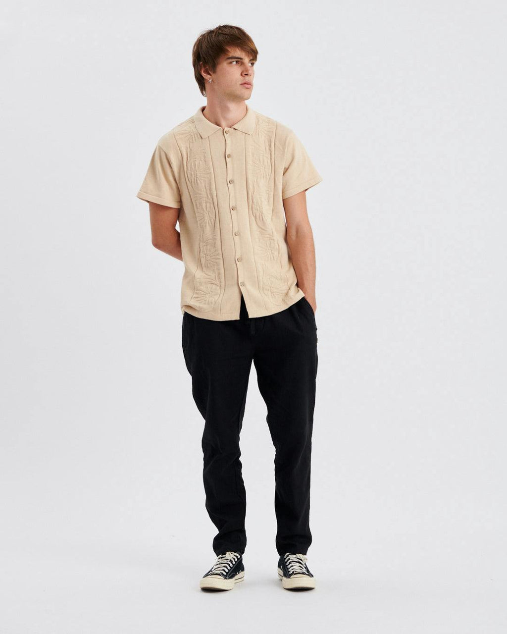 Access Knit Shirt - Oatmeal