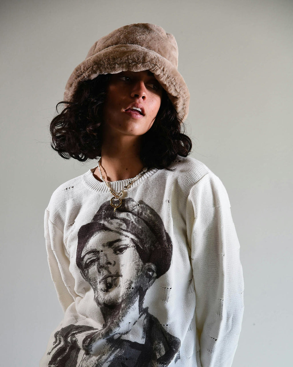 The Cosmic Girl Bucket Hat – Tan Faux Fur | Unisex Winter Hat