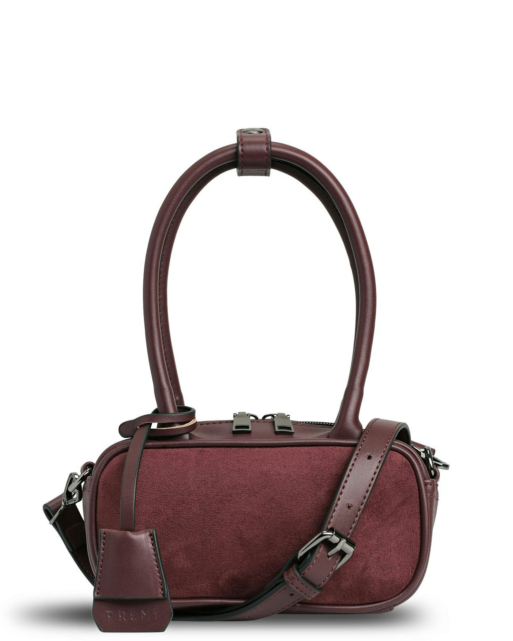 The Hallie Bag (BURGUNDY SUEDE) Neoprene Mini Crossbody Bag