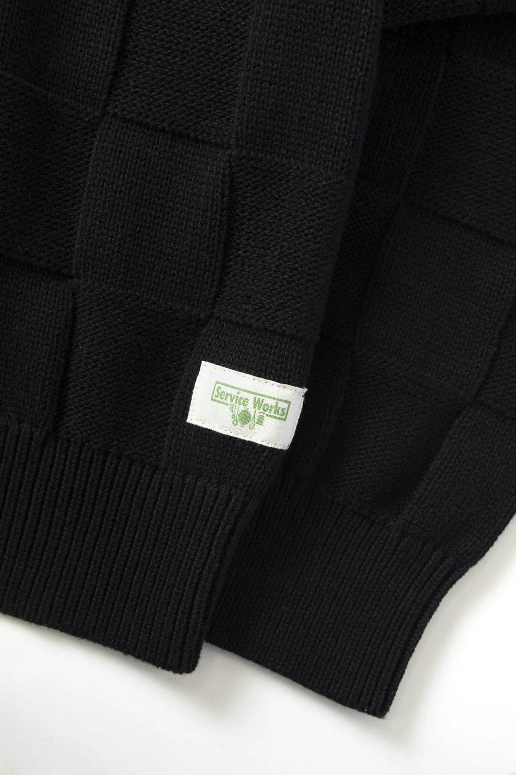 Service Works Check Knit Crewneck in Black