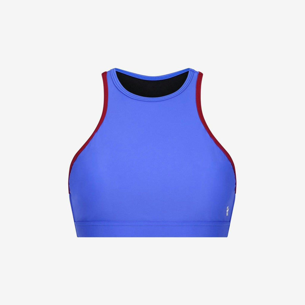 Bikini Top Racerfront Tie ― Blue / Dark Red