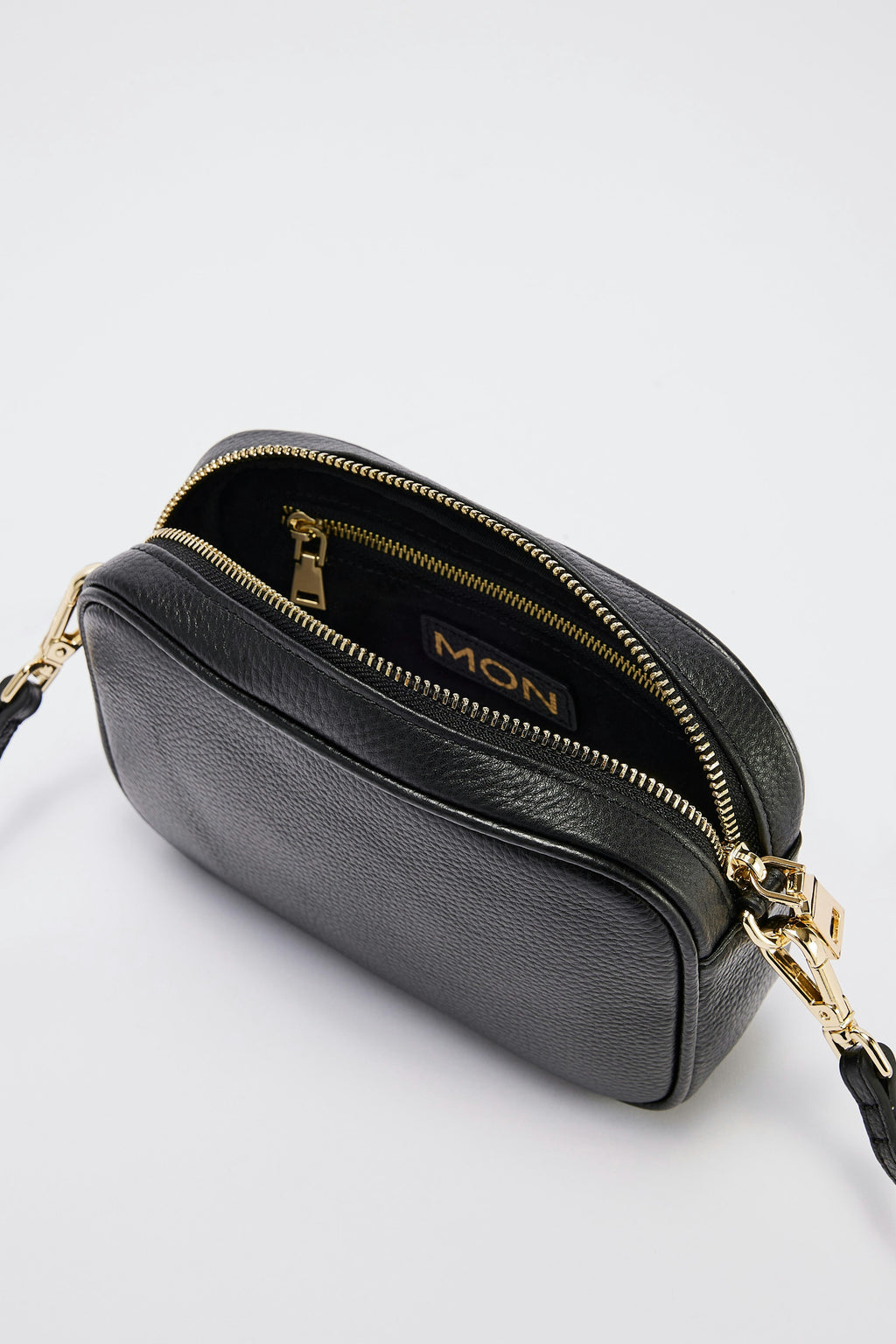 Leather Cross Body Bag | Black Gold