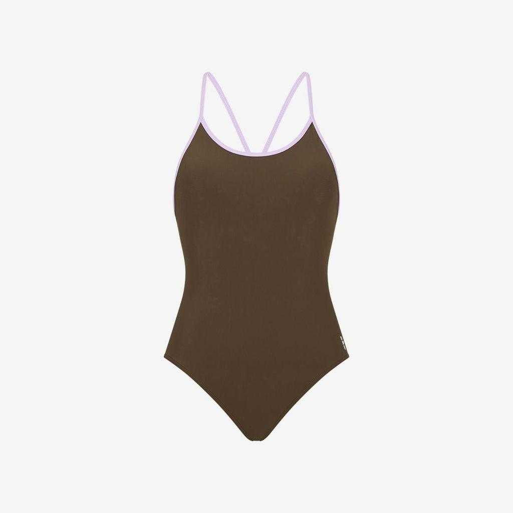 Liberty Racerback Swimsuit ― Coffee / Lilac