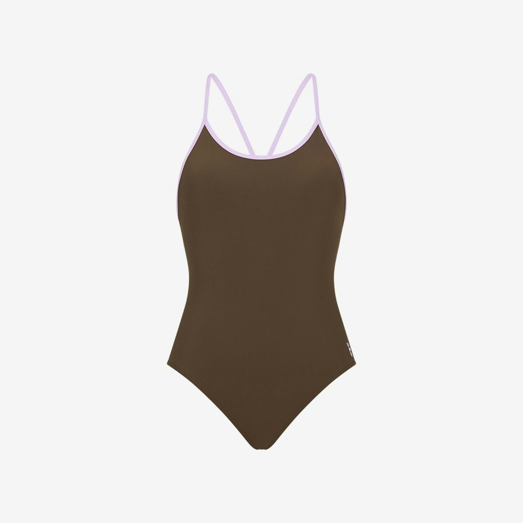 Liberty Racerback Swimsuit ― Coffee / Lilac
