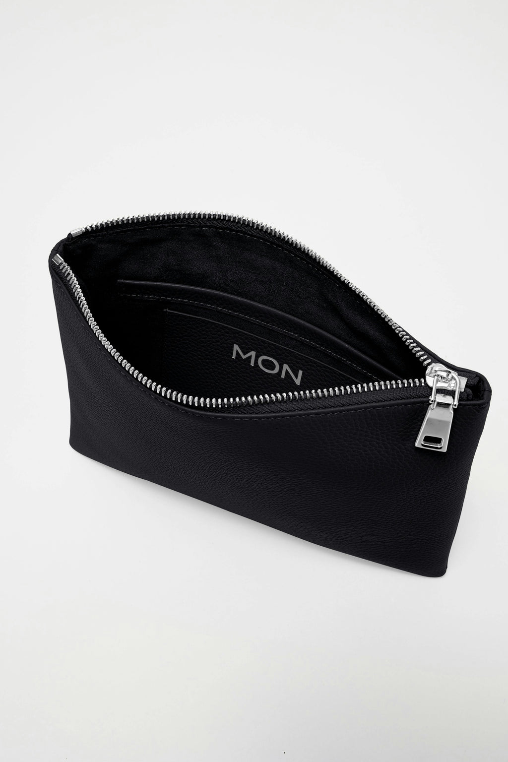 Classic Leather Clutch | Black Silver