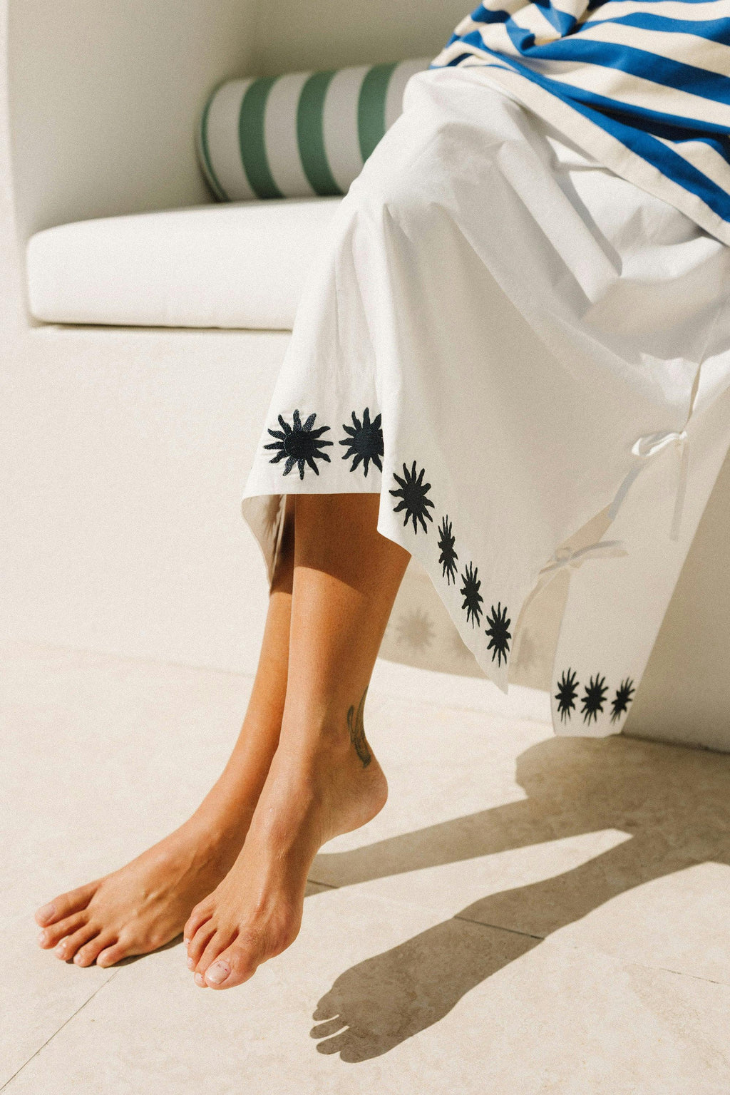 Sunburst Poplin Maxi Skirt - White