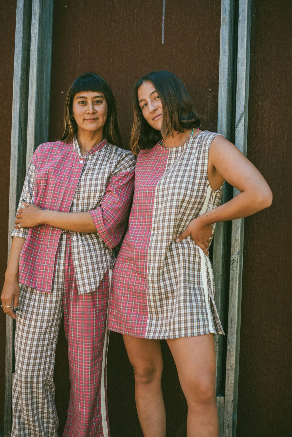 Flannel Sporty Dress in Strawberry Milk