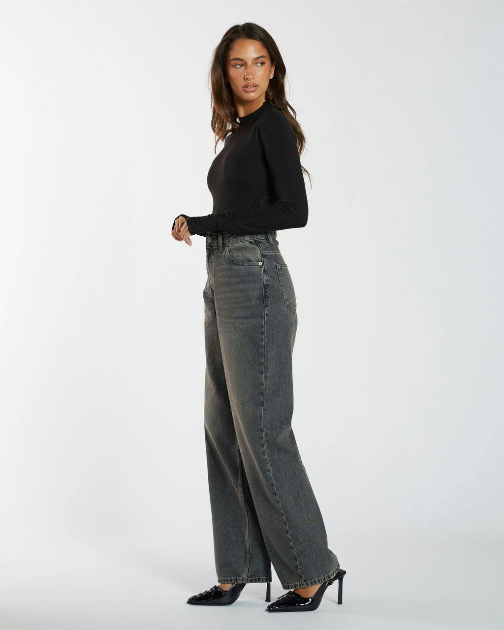 Donna High Relaxed Jeans - Mid Grey Used