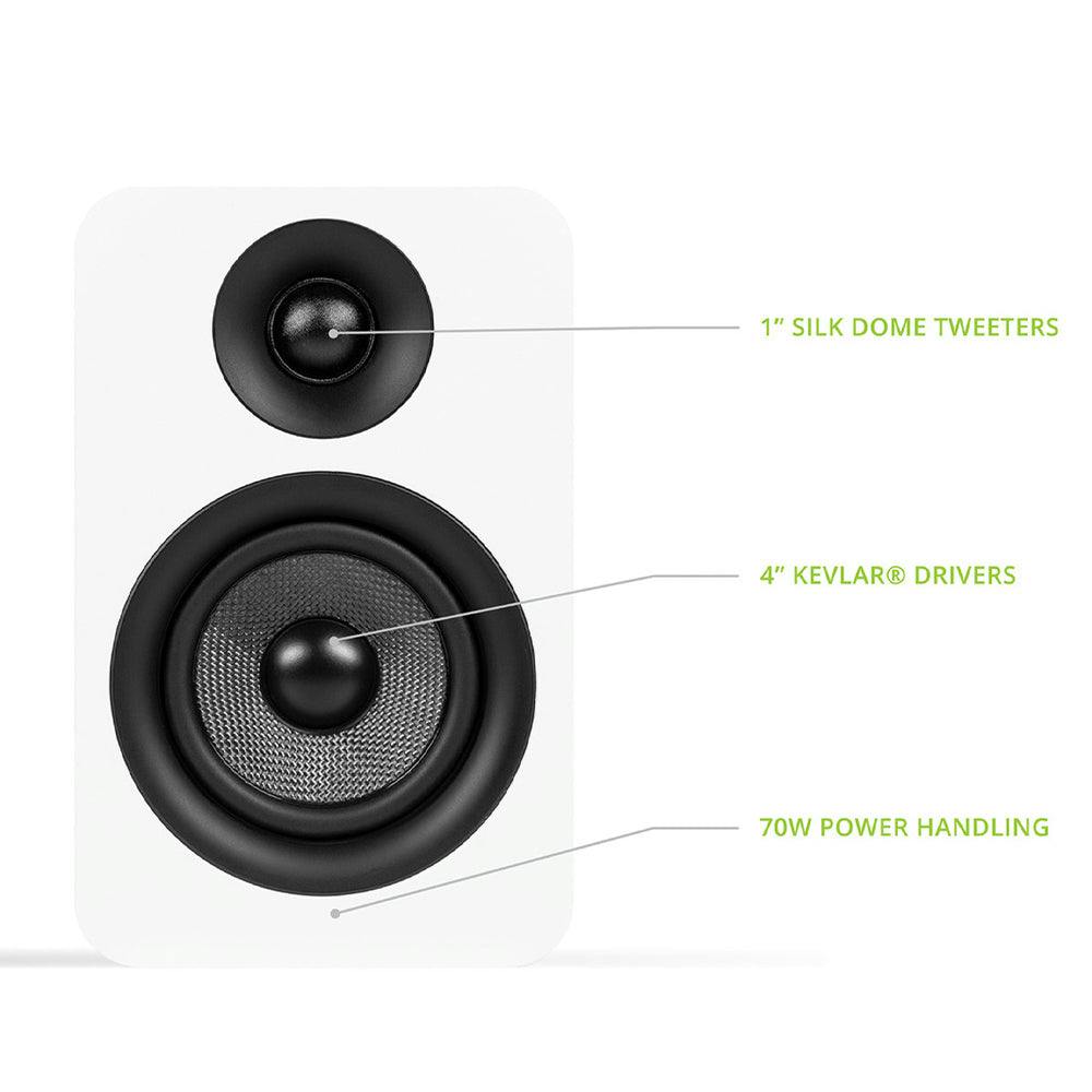 Kanto YU Passive 4" Speakers with 1" Silk Dome Tweeter and 4" Kevlar Woofer - White, Pair