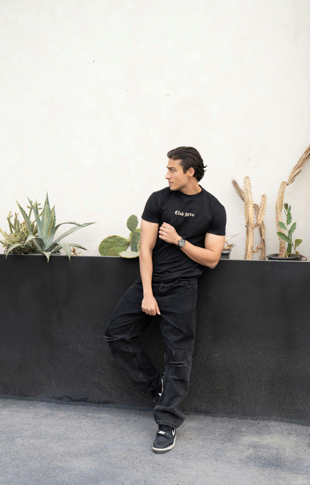 Clubman "BONE" Tee – Black/Cream