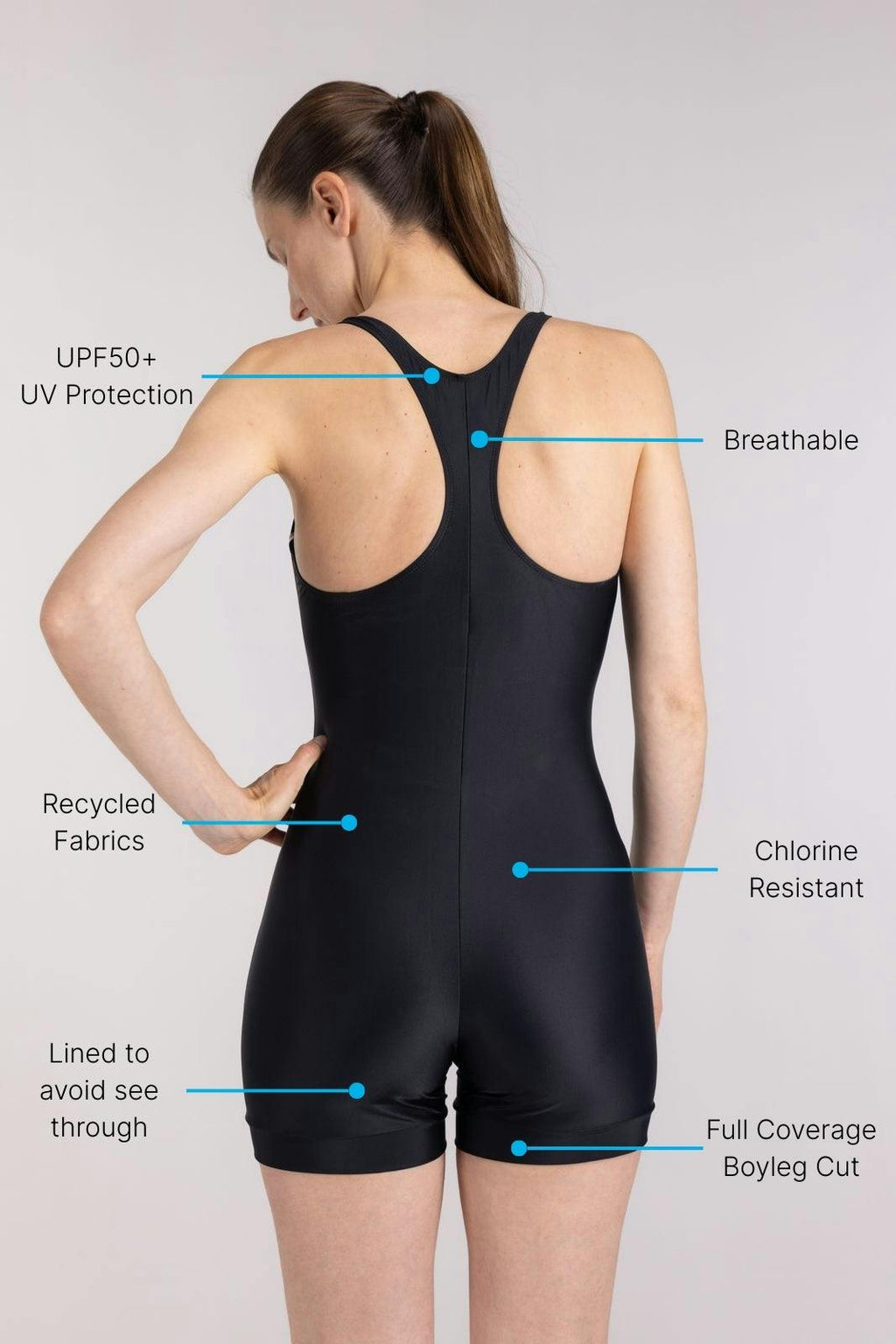 One Piece Swimsuit Boyleg Cut ― Black