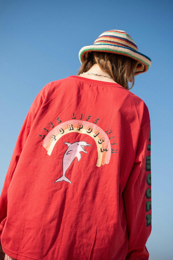 Artist Oversized Longsleeve Tee ‘Live Life With Porpoise’ By Bri O’Connell image 1