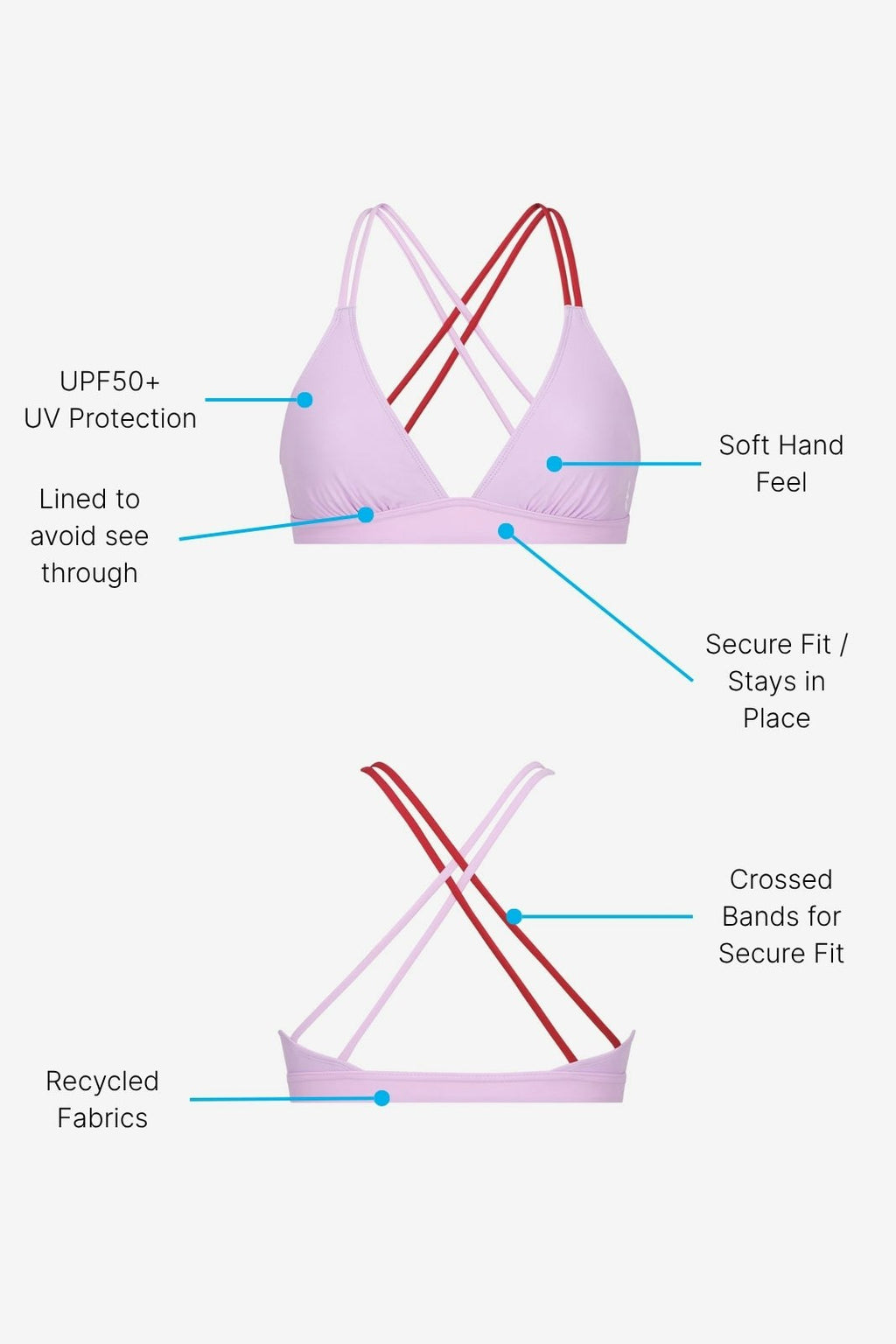 Bikini Top Cross ― Lilac / Red