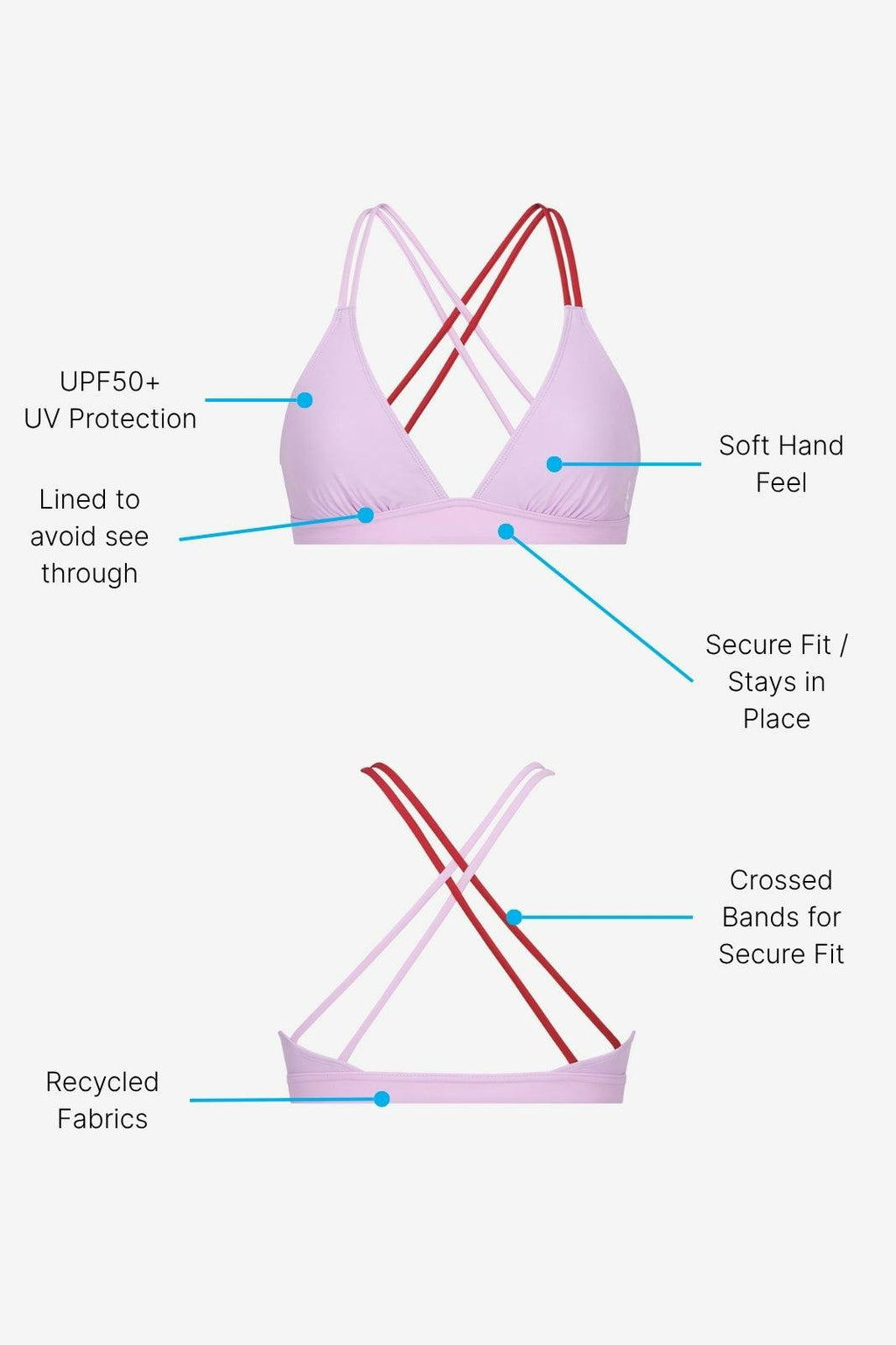 Bikini Top Cross ― Lilac / Red