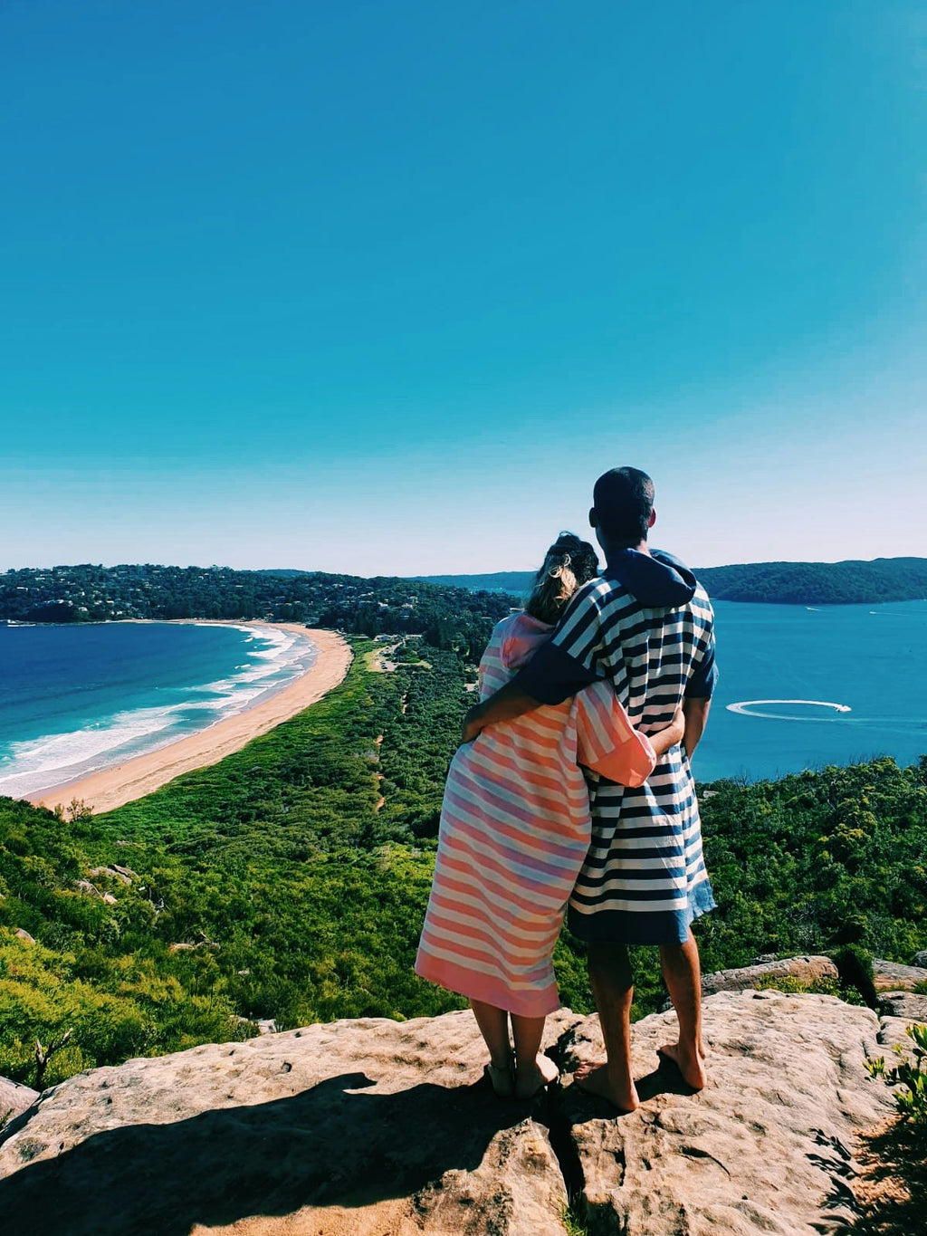 Ocean Pink Stripe Medium Poncho