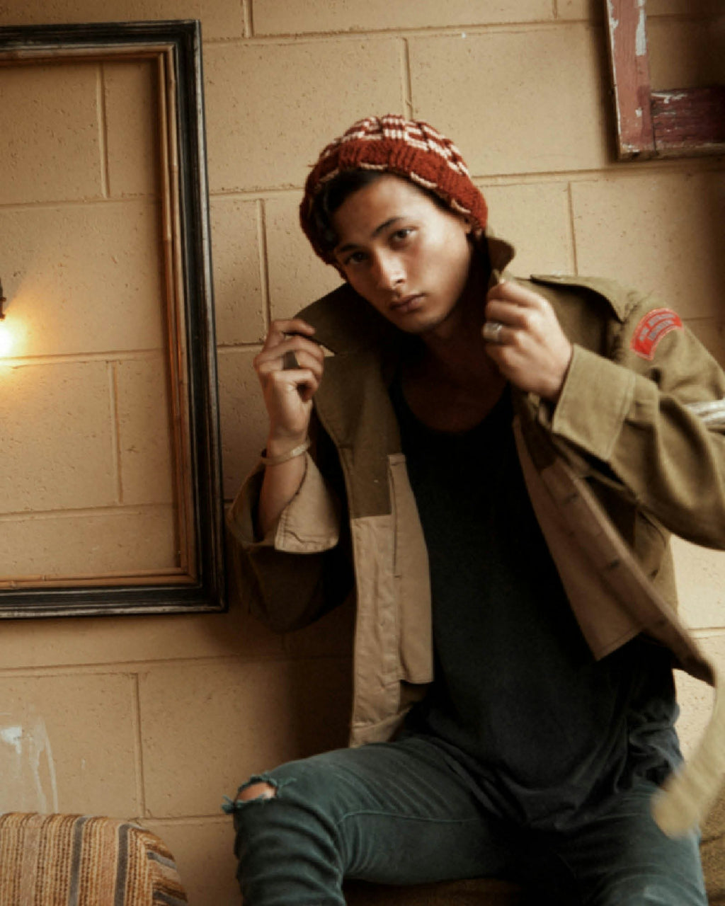 The Transcend Stripe Beanie - Maroon and Beige