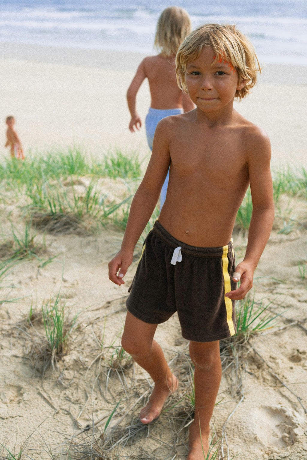 Mini Terry Toweling Shorts in Chocolate Mango