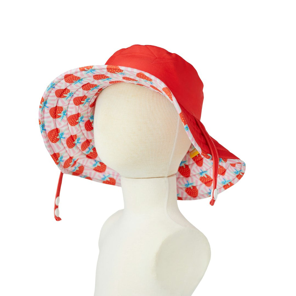 Tyoub Kids Wide Brim Bucket Hat Strawberry & Red
