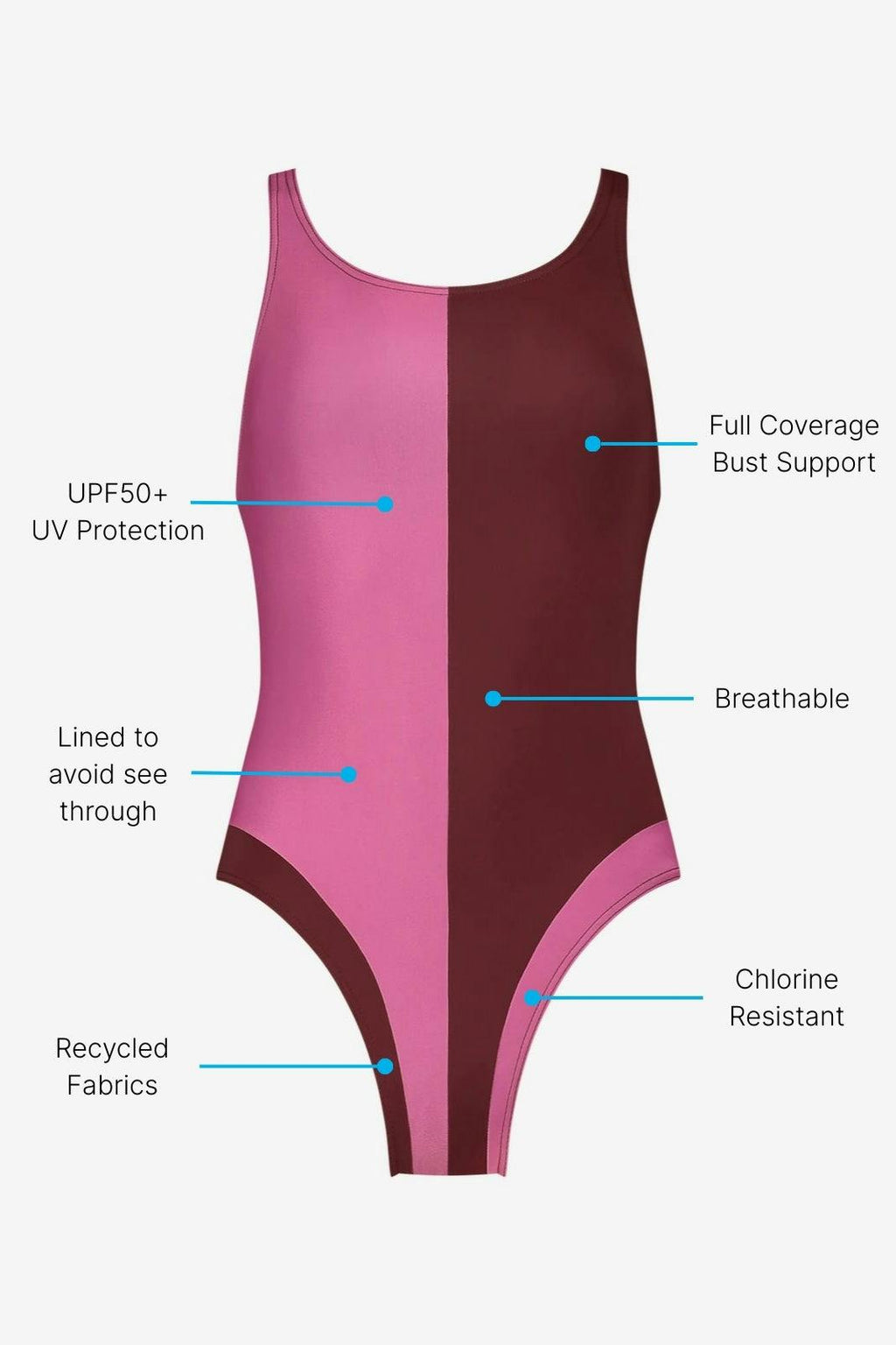 Liberty Racerback Swimsuit High Cut ― Red / Pink