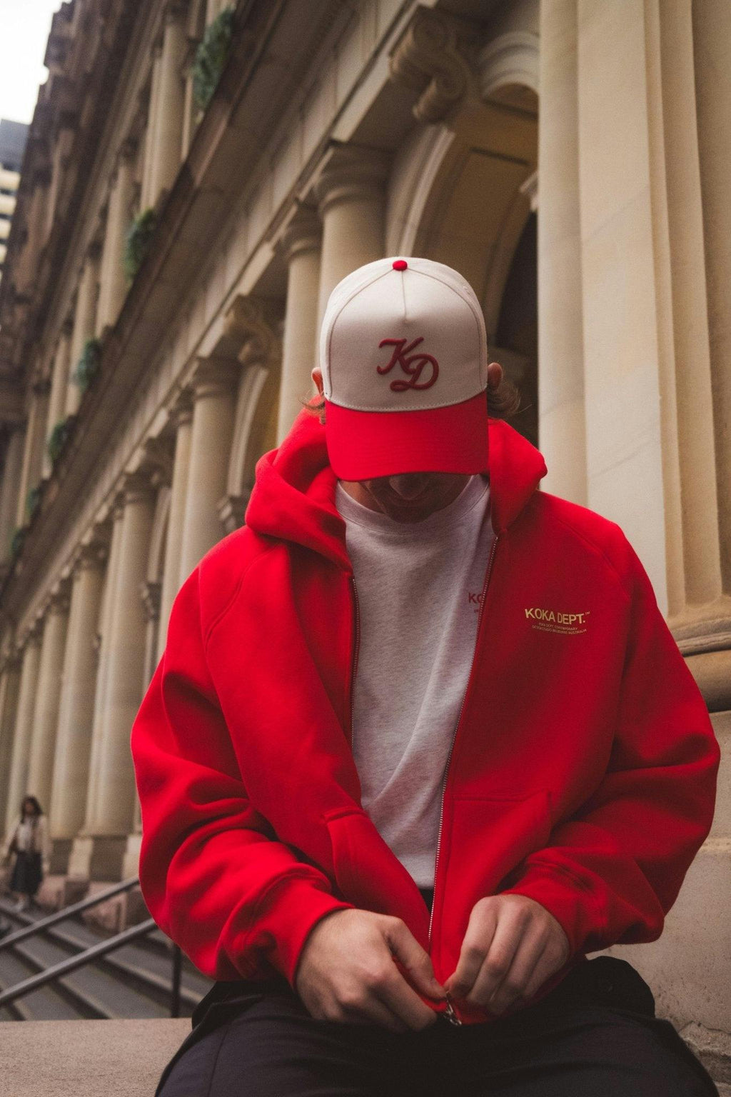 Core Zip Up Hoodie - Tonal Red