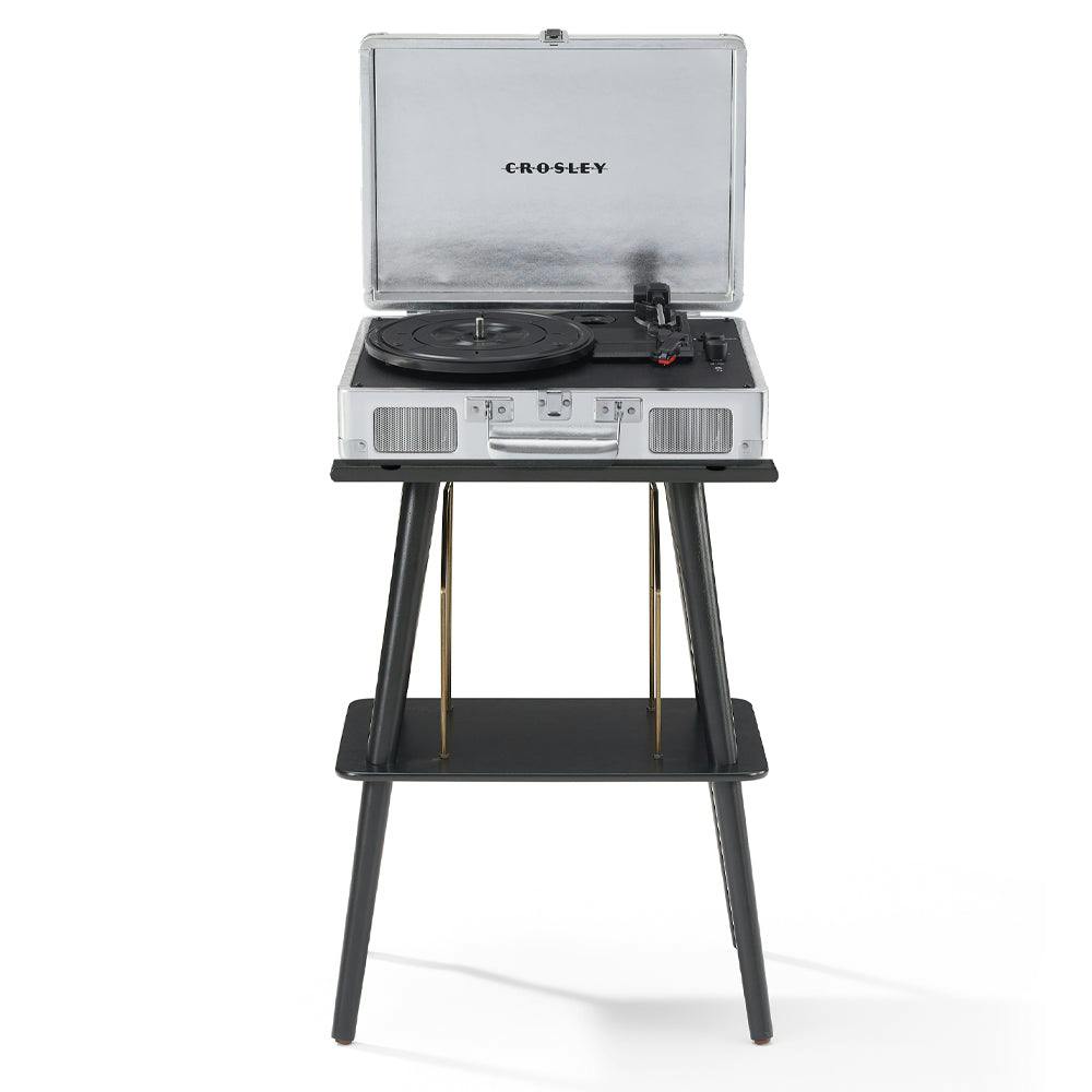 Crosley Cruiser Bluetooth Portable Turntable + Crosley Turntable Stand Bundle - Silver