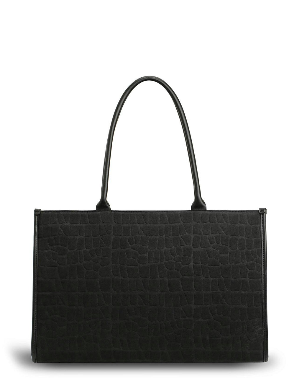 Prene | The Era Bag (BLACK SUEDE) Croc Embossed Tote Bag