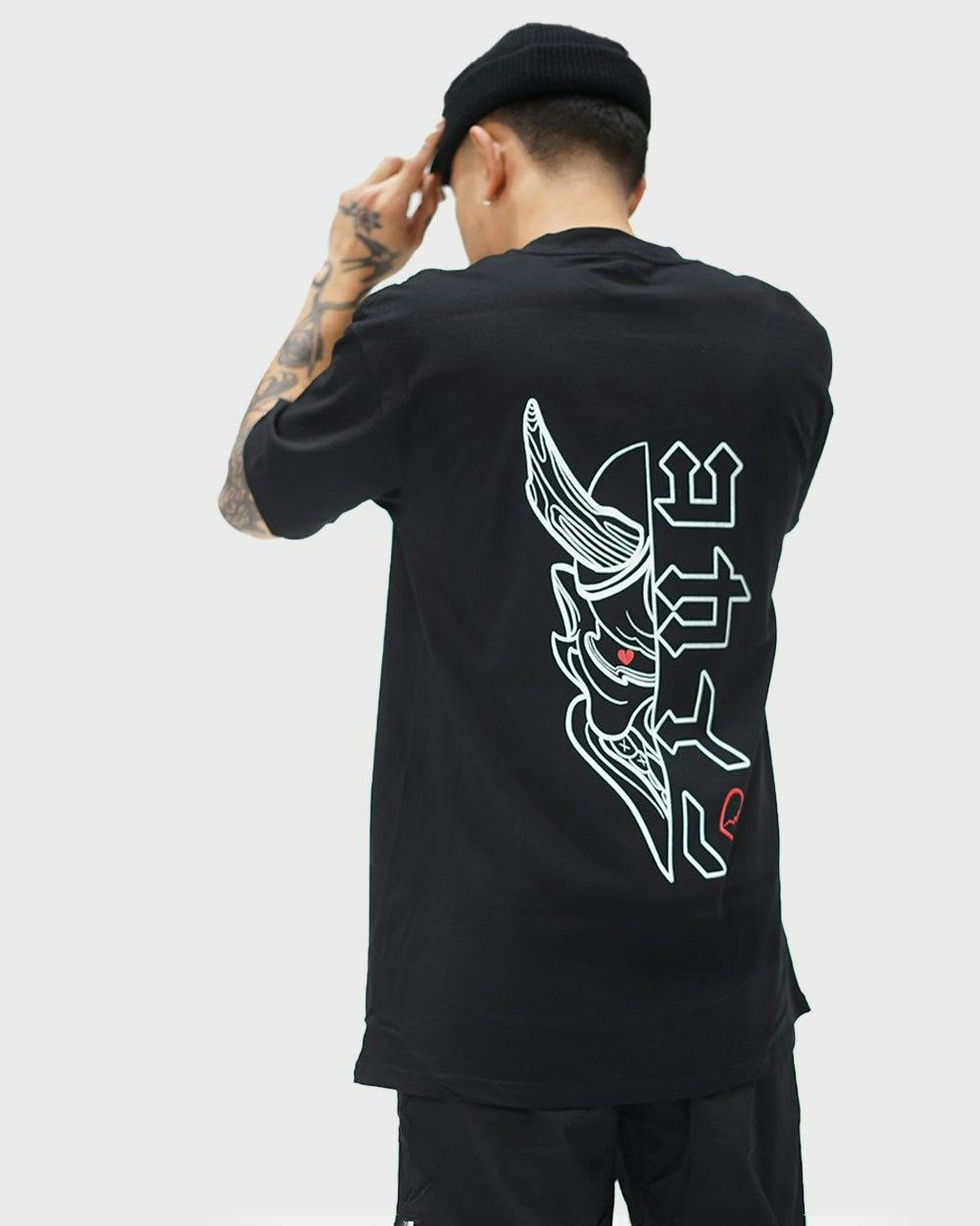 "Hanbun Hannya" T Shirt // Black