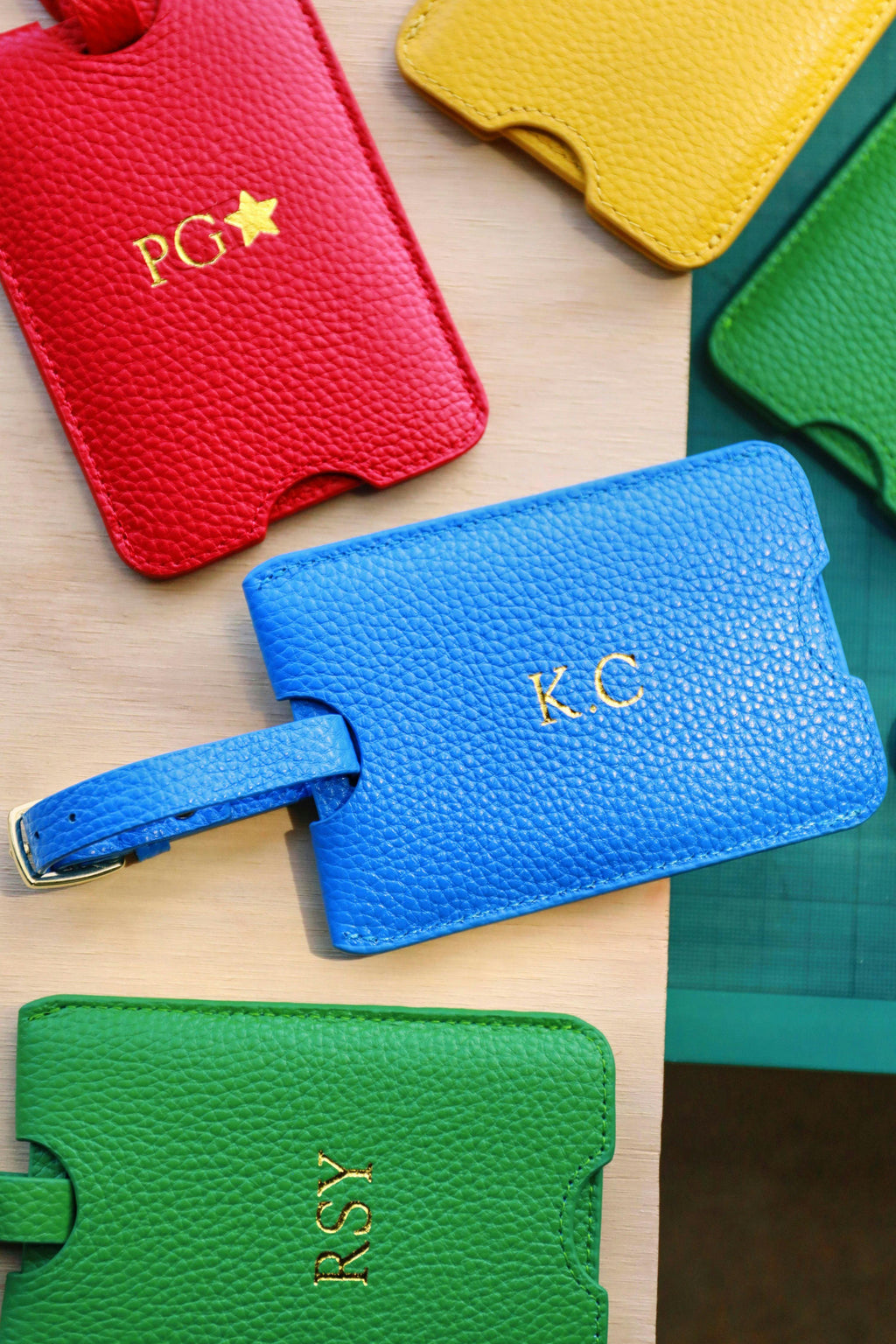 Leather Luggage Tag | Cobalt Gold