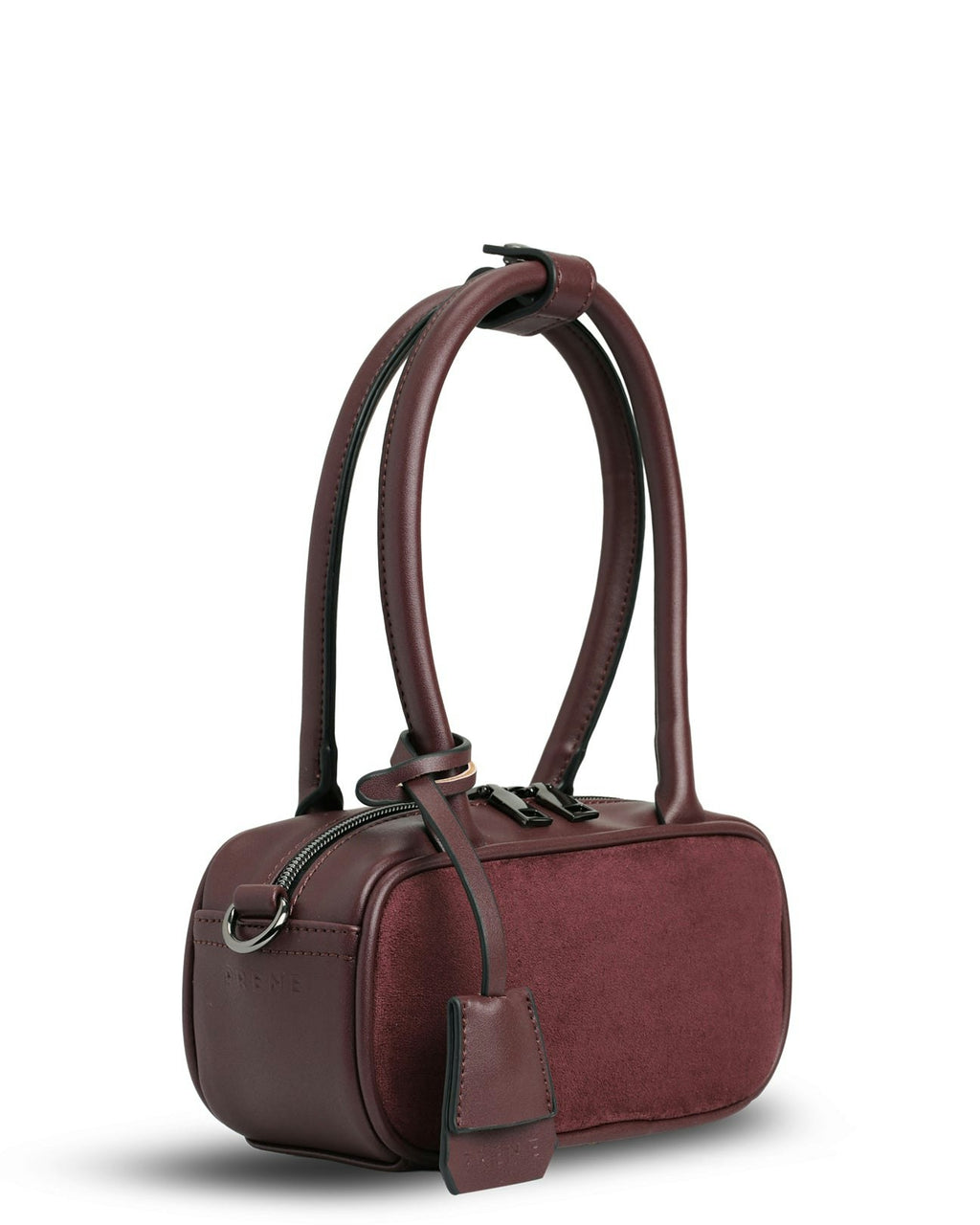The Hallie Bag (BURGUNDY SUEDE) Neoprene Mini Crossbody Bag