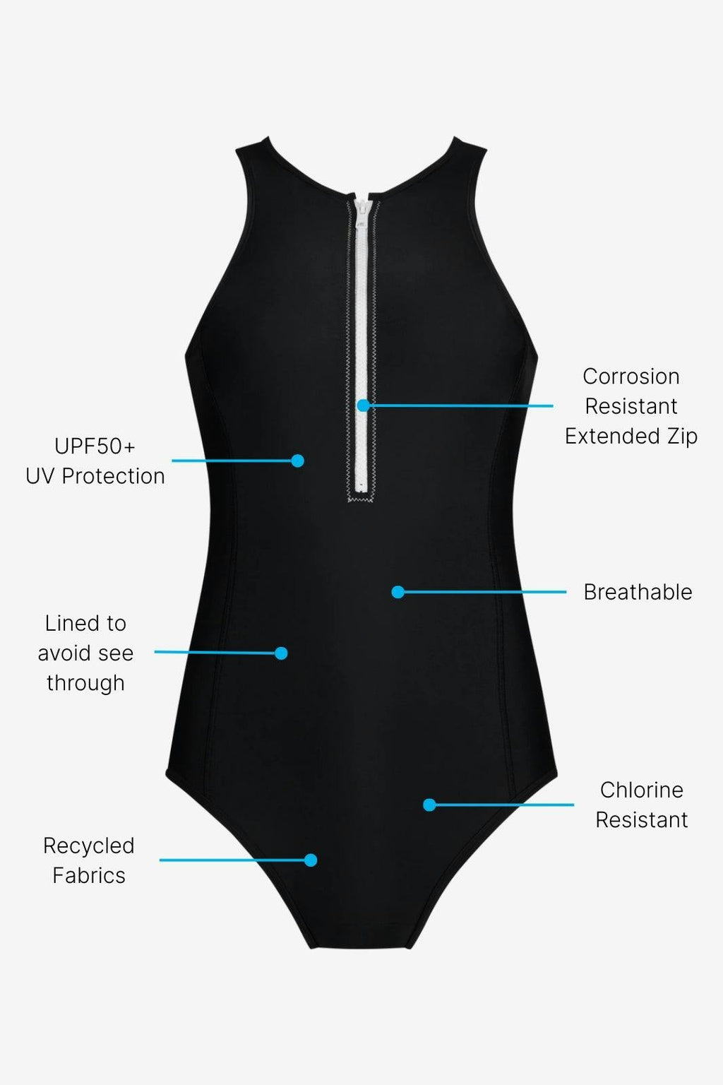 Yemaya One Piece Sleeveless Swimsuit ― Black